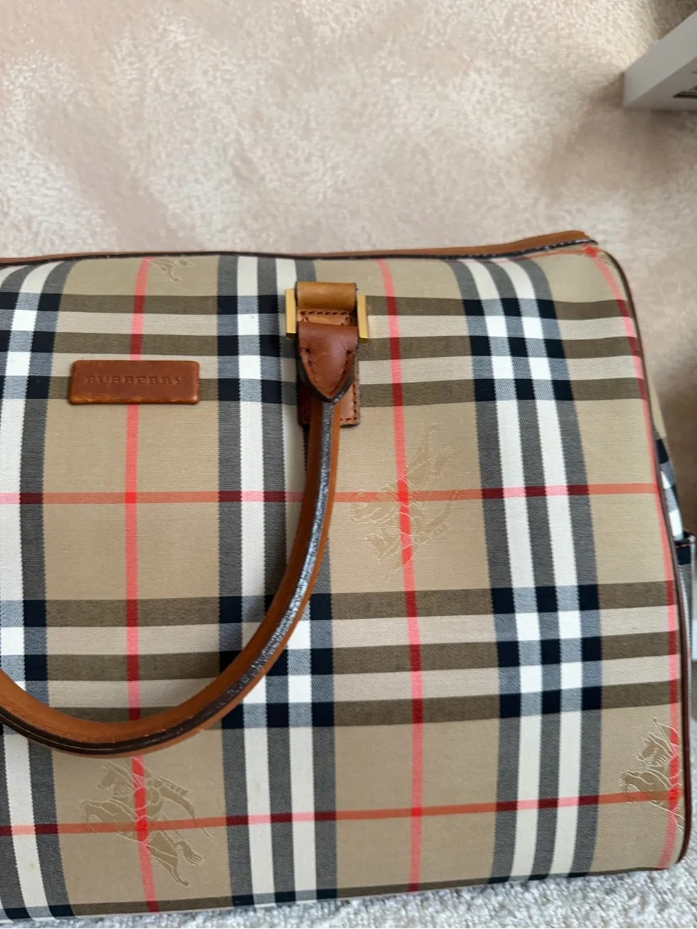 Burberry checkered duffle bag
